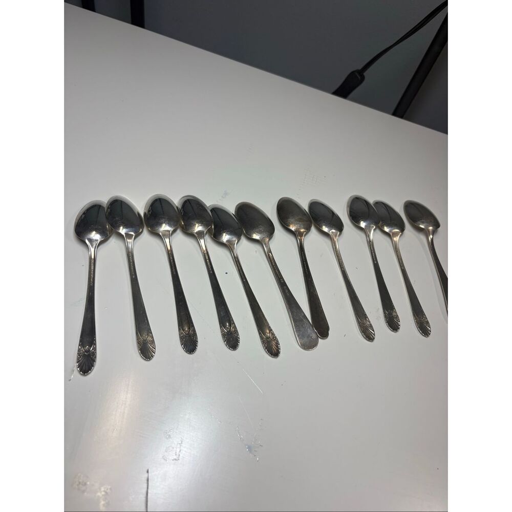 Vintage Silverplate Teaspoon Lot 11 Mixed Crown Fairfield Rogers
